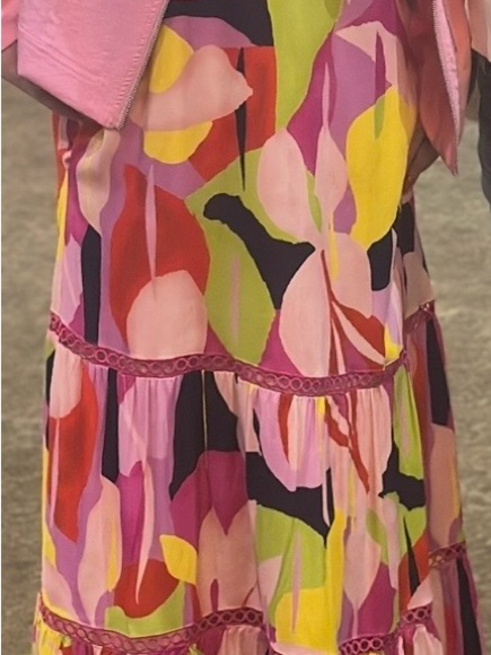 Pink Multicolor Floral Tiered Dress